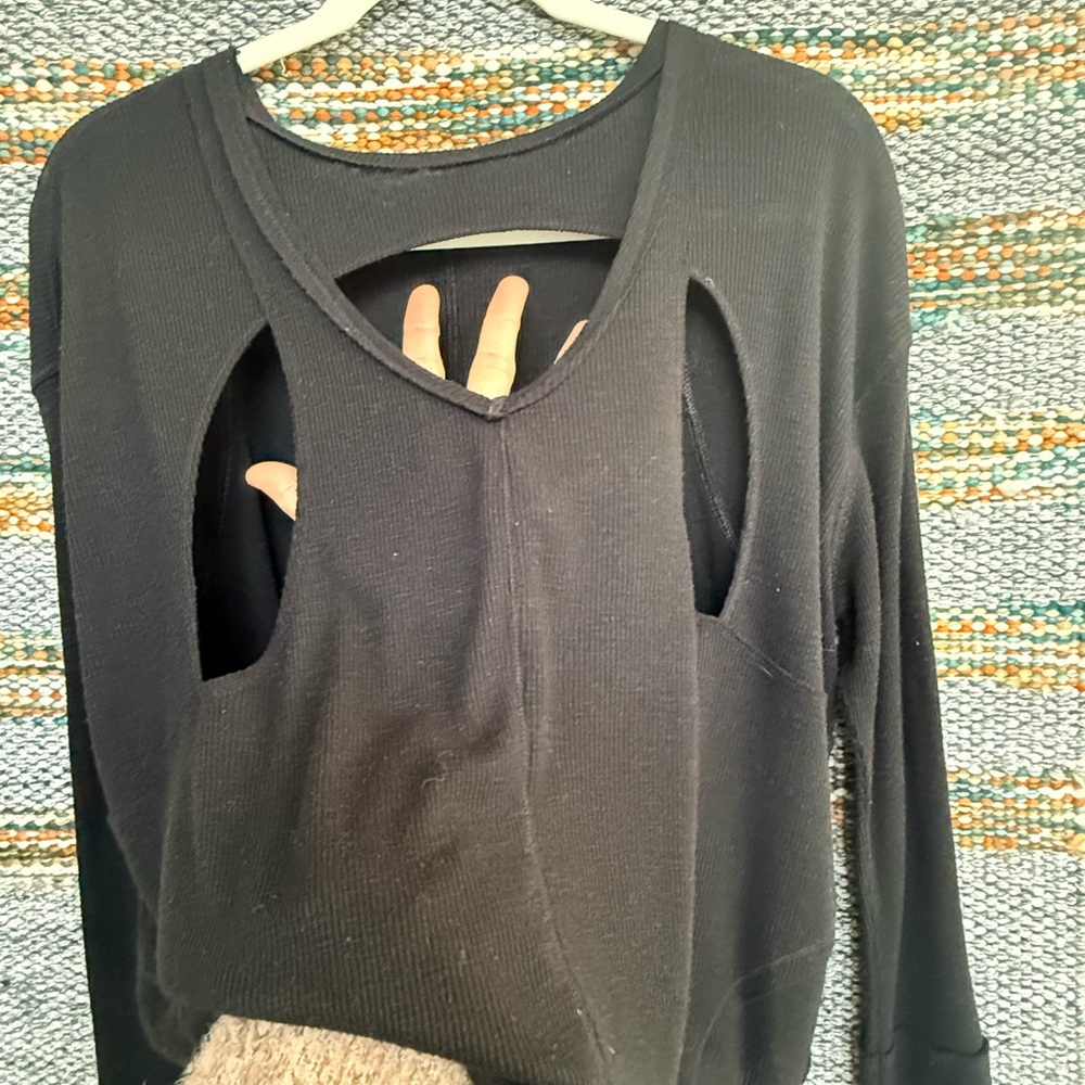 FP Movement Black Long Sleeve Top w/ Cutout Detail - Picture 6 of 7